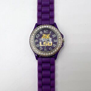 LSU Tigers Fashion Watch Purple w/Crystal Bezel Bengal Tiger Face - Unisex